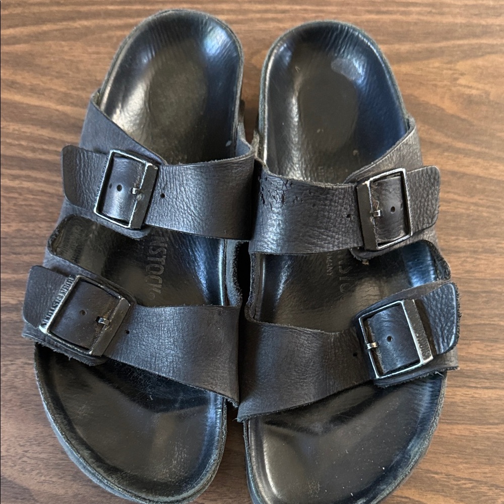 Birkenstock Black Double Buckle Leather Sandals